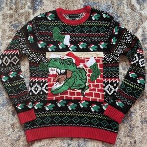 Blizzard Bay Ugly Christmas Sweater Mens Dinosaur T-Rex Holiday Party